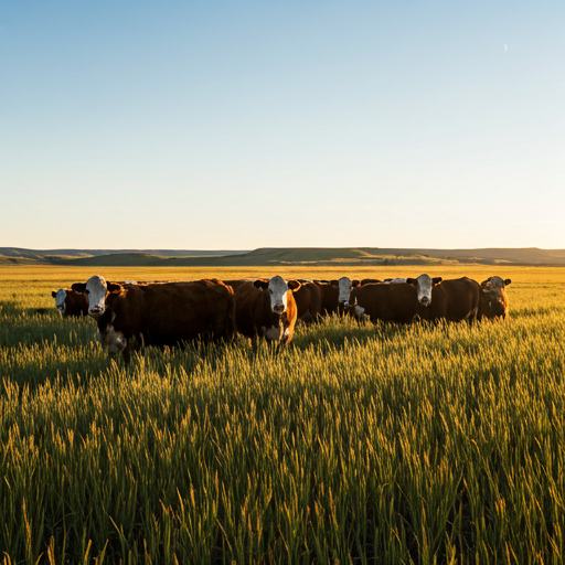 Cattle in a High Plains pasture at dusk — BioSi Floor-Mate barn floor treatment
